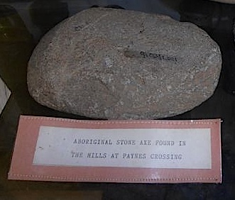 Stone axe found in hills near Paynes Crossing, Wollombi Museum c1998